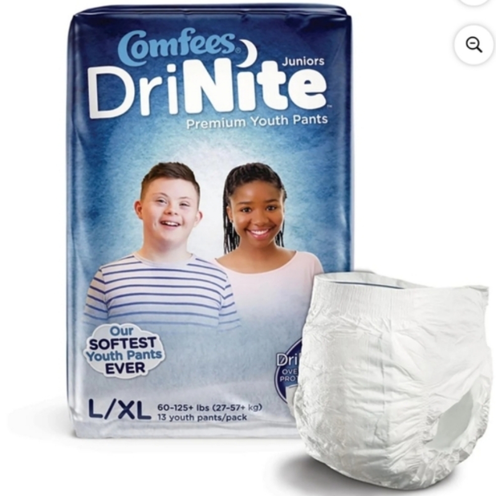 4Packs Of  13 (C) Comfees DriNite Juniors Youth Absorbent Underwear Large / X-L